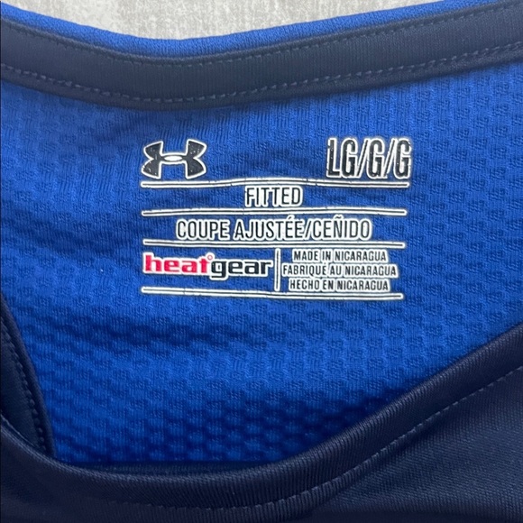 Women’s Under Armour racerback dri fit workout tank Navy & royal blue large - Picture 4 of 6